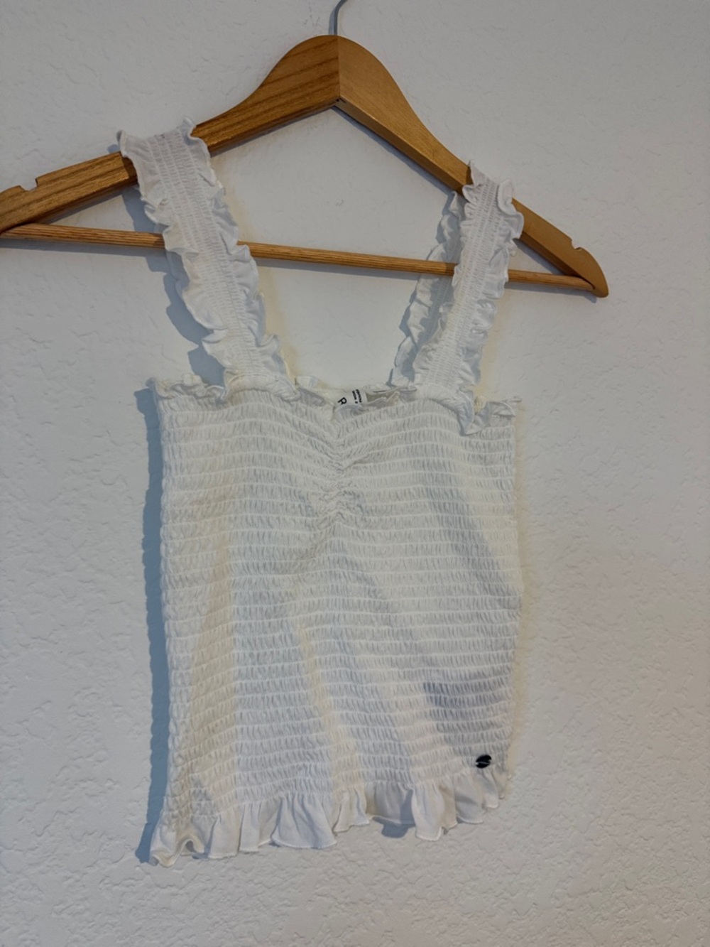 Roxy White Smocked Ruffle Tank